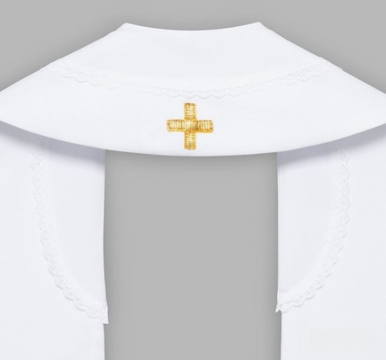 Stuła haftowana z krzyżem jerozolimskim - szeroka jednostronna (biała)