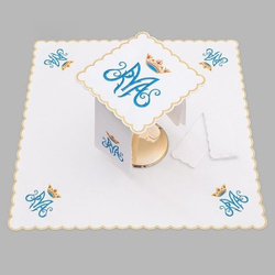 Bielizna kielichowa ołtarzowa bogato haftowana Maryjna