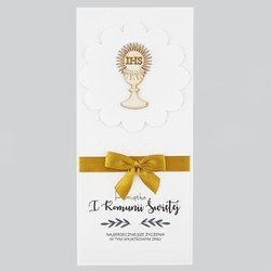 Kartka Pamiątka I Komunii Świętej - złoty