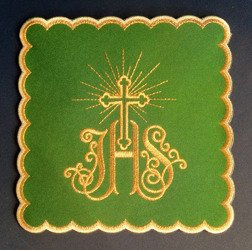 Palka haftowana IHS Krzyż jaśniejący