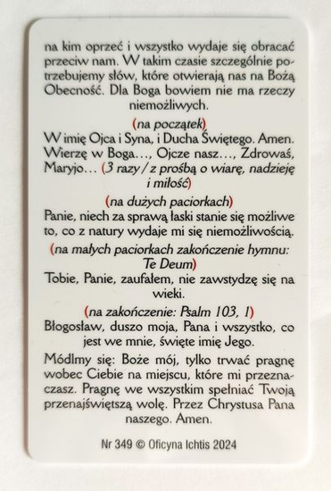 Obrazek plastikowy koronka ufności do odmawiania na różańcu