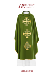 Zielony ornaty haftowany Krzyże Jerozolimskie