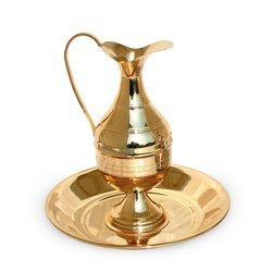 Dzbanek z misą, złocony - 23 cm