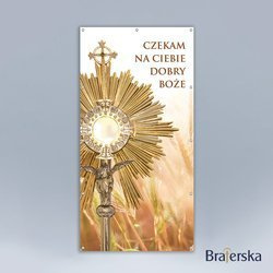 Baner Boże Ciało - Czekam na Ciebie dobry Boże Monstrancja