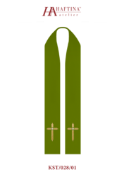 Zielona stuła kapłańska haftowana - "Krzyż"