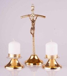 Komplet kolędowy - metalowy Krzyż papieski 21 cm