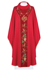 Ornat symbol IHS i winogrona