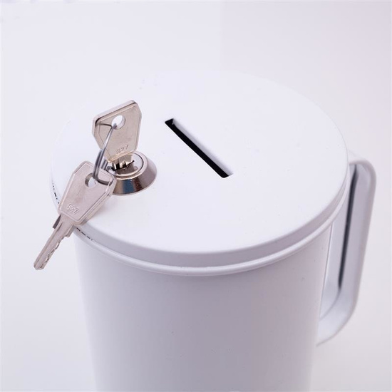 Puszka, skarbonka - biała - do zbierania ofiar, datków