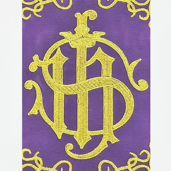 Palka haftowana IHS - fioletowy