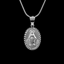 Medalik Matka Boża Niepokalana ozdobny - srebrny