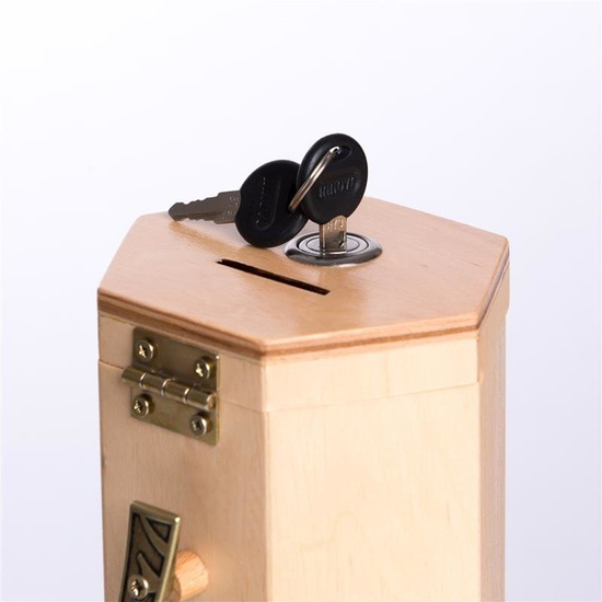 Puszka, skarbonka, drewniana - jasna