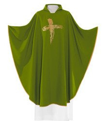 Zielony ornat haftowany symbol "Krzyż"