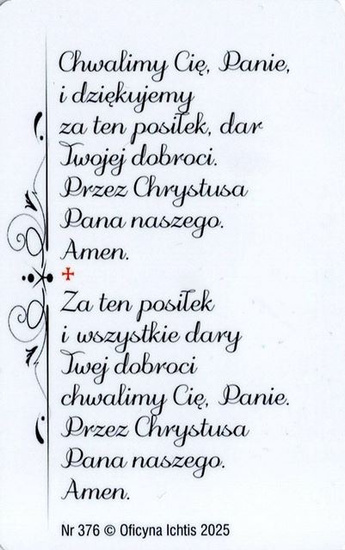 Obrazek plastikowy modlitwa po posiłku