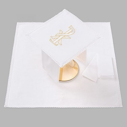 Bielizna kielichowa ołtarzowa wykończona koronką PX złote obszycie