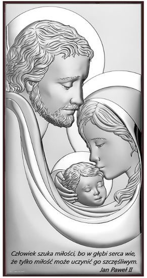 Obrazek z wizerunkiem Św. Rodziny z cytatem, prostokątny