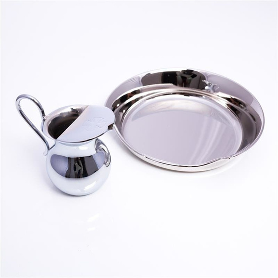 Naczynie do chrztu z miseczką, chromowane