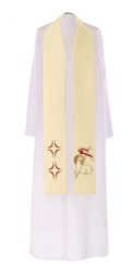 Ecru stuła kapłańska z symbolem "Baranka"