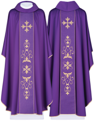 Ornat fioletowy z krzyżem i ozdobnym pasem