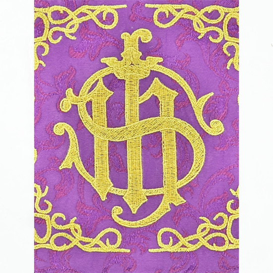 Palka haftowana IHS - fioletowy