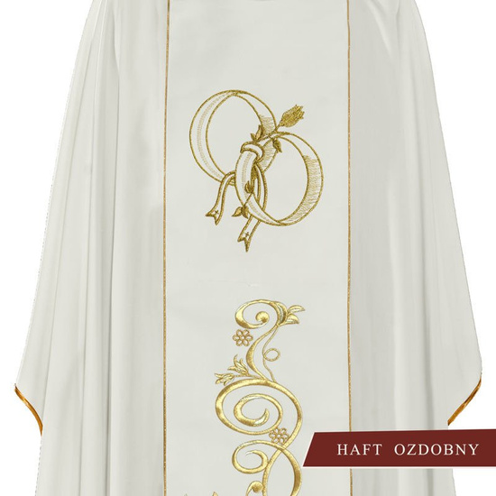 Biały ornat haftowany Ślubny "Obraczki"
