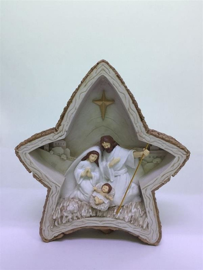 Szopka bożonarodzeniowa - Święta Rodzina - gwiazda - świecąca - Bianco