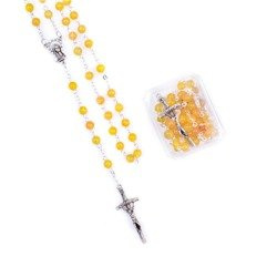 Różaniec - bursztyn syntetyczny - 6 mm - pudełko