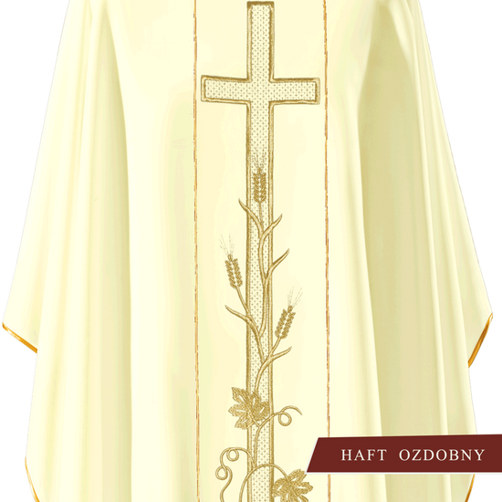 Ecru ornat haftowany "Krzyż z winogronami" 