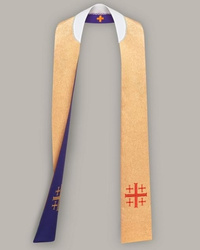 Stuła haftowana - wąska dwustronna (fioletowa)