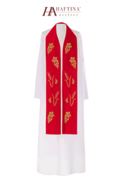 Czerwona stuła haftowana "Winogrona"