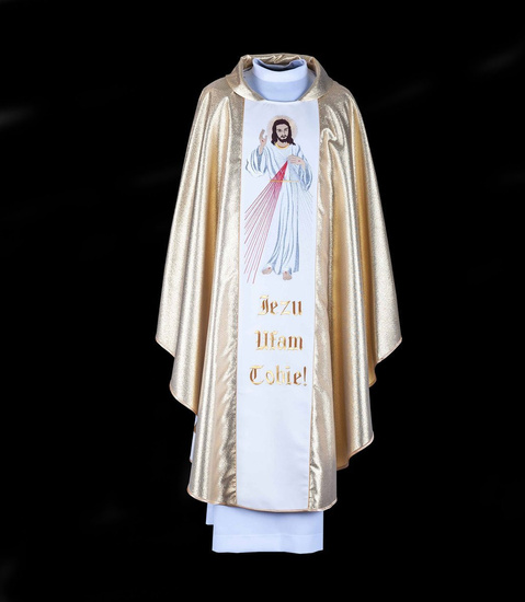 Ornat złoty haftowany Jezus Miłosierny