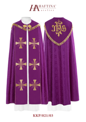 Kapa fioletowa haftowana krzyż + IHS