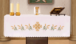 Obrus ołtarzowy z haftem czołowym