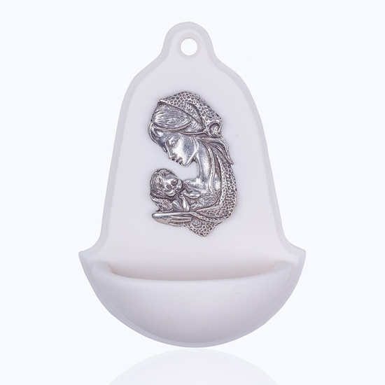 Kropielnica - Matka Boża - wklejka metalowa - Alabaster