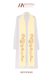 Ecru stuła kapłańska haftowana "Krzyż zdobiony"