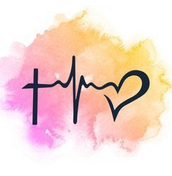 Kartka Braterska - Krzyż z sercem akwarela róż