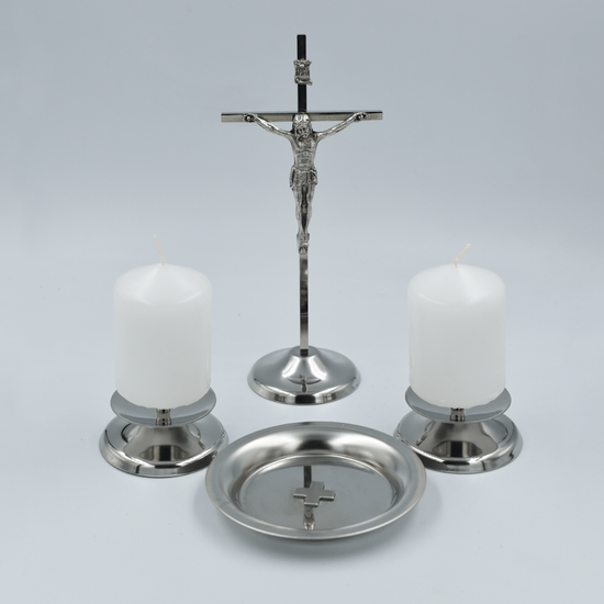 Zestaw Kolędowy metalowy krzyż prosty z miseczką