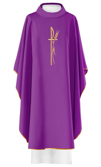 Fioletowy ornat liturgiczny haftowany symbol "PAX" 