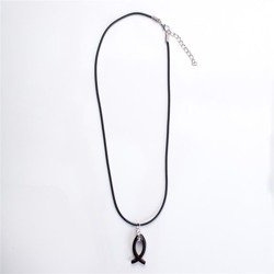 Naszyjnik - rybka chrześcijańska - ICHTYS - hematyt