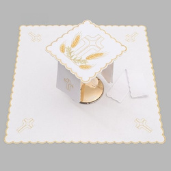 Bielizna kielichowa ołtarzowa bogato haftowana krzyż - kłosy