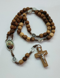 Różaniec z drzewa oliwnego JP II