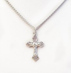 Krzyżyk na łańcuszku - ozdobny - metalowy