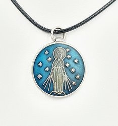 Medalik Matka Boża Niepokalana - niebieski