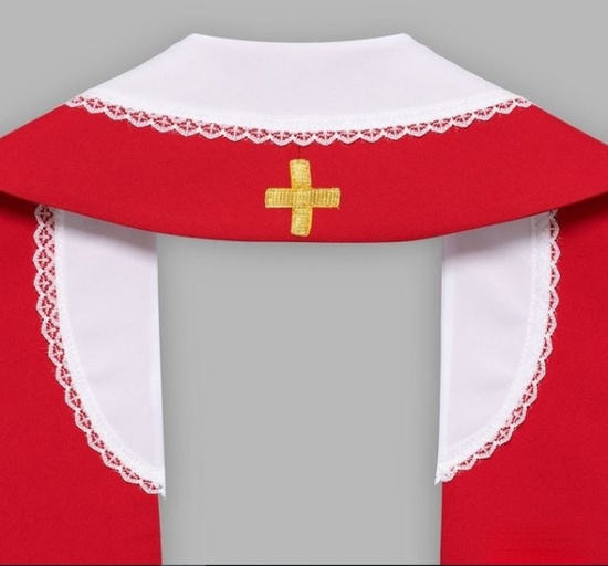 Stuła haftowana z krzyżem prostym - szeroka jednostronna (czerwona)