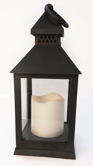 Latarenka czarna ze świeczką LED (9149)