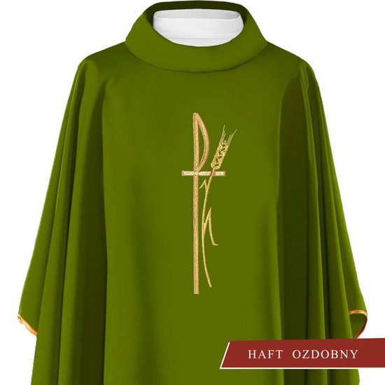 Zielony ornat liturgiczny haftowany symbol "PAX" 