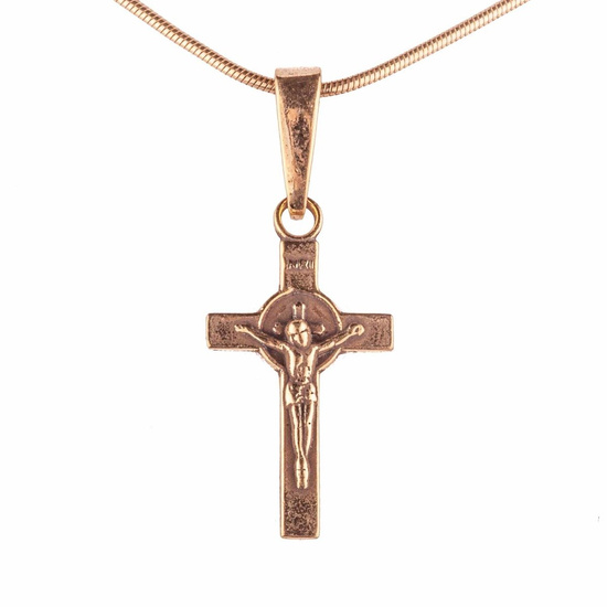 Srebrny krzyżyk św. Benedykta - pozłacany