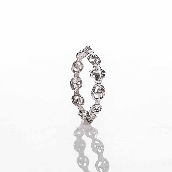 Dziesiątka różańca na palec różyczki - srebrny