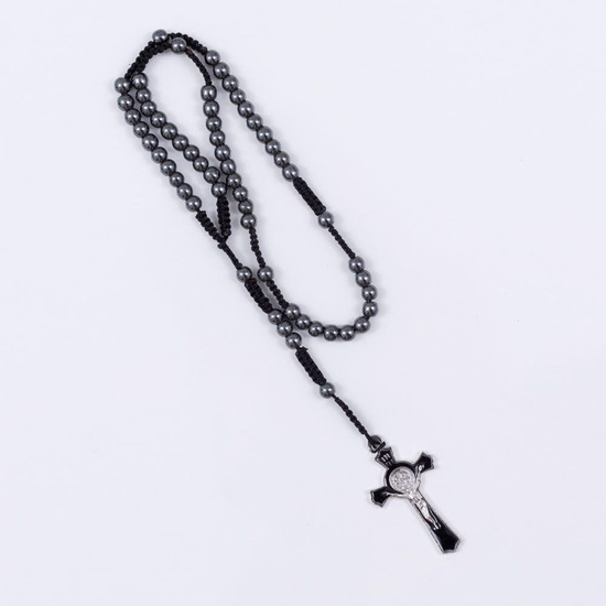 Różaniec Hematyt św.Benedykt 