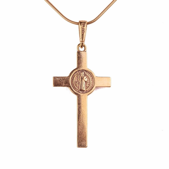 Srebrny krzyżyk św. Benedykta - pozłacany