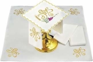 Bielizna kielichowa haftowana IHS z winogronami